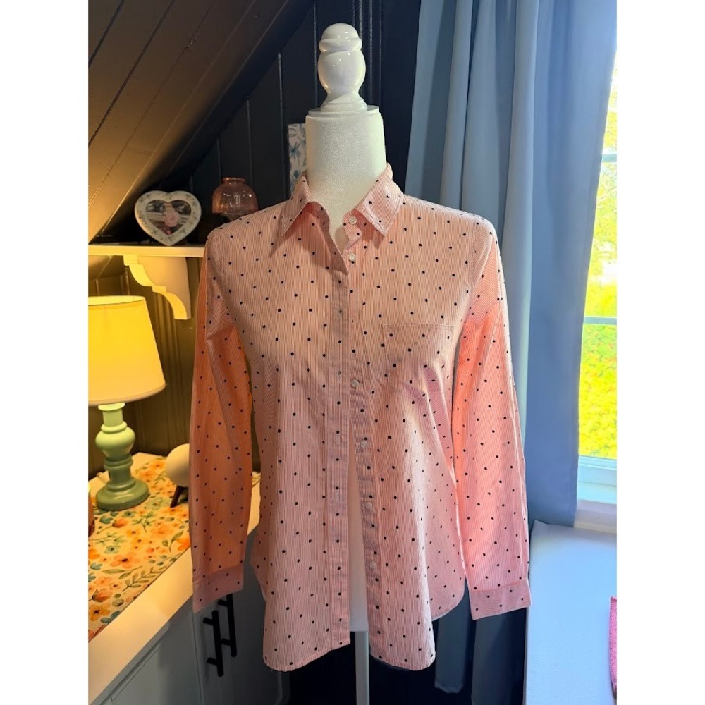 Madewell Broadway & Broome Pink Striped Polka Dot Button Down Shirt XS NWT